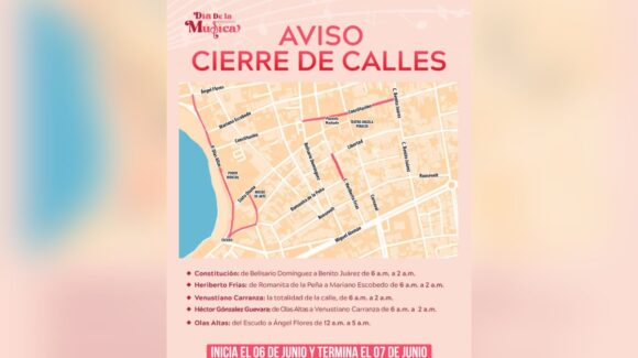 ¡Que no te sorprendan! Anuncian cierres viales en el Centro Histórico de Mazatlán, Sinaloa, por el Día de la Música 2026