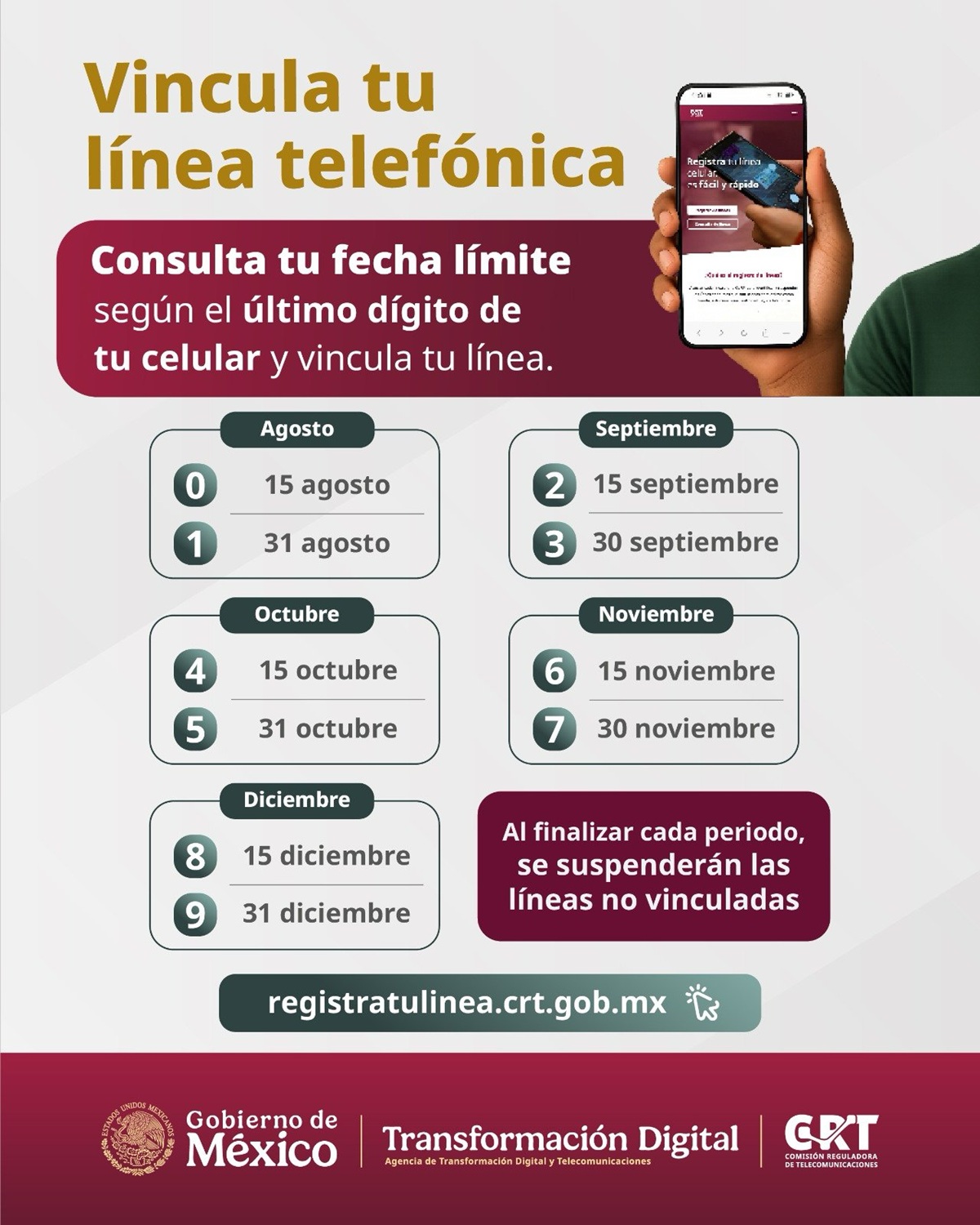 Fechas para la vinculación de celulares a la CURP