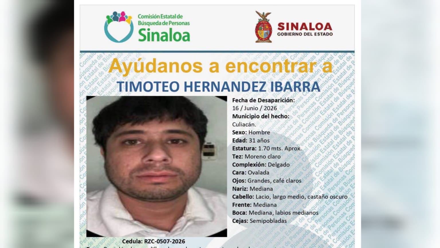 Timoteo fue 'levantado' en Culiacán