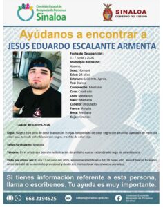 Ficha de búsqueda de Jesús Eduardo Escalante Armienta en Los Mochis