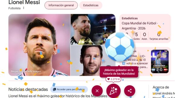 ¡Sacando el confeti virtual! Google aplaude a Lionel Messi por ser el máximo goleador de la historia de los Mundiales