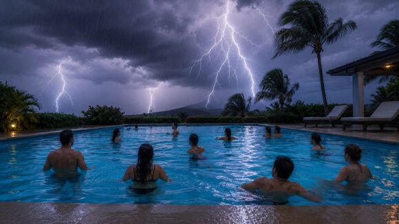 Temporada de lluvias: ¿Es seguro seguir nadando en la alberca durante una tormenta eléctrica?