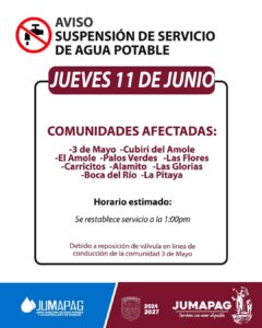 Jumapag anuncia suspensión de agua en comunidades costeras de Guasave