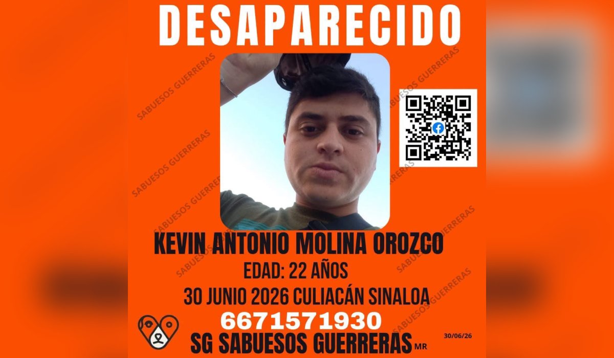 Kevin Antonio Molina Orozco, desaparecido en Culiacán