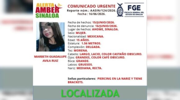 Localizan a Marbeth Guadalupe; se encontraba en calidad de desaparecida en Ahome, Sinaloa