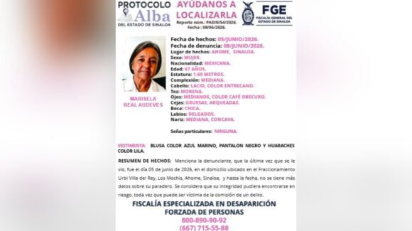 Buscan a Marisela Real Audeves, adulta mayor desaparecida en Los Mochis, Sinaloa