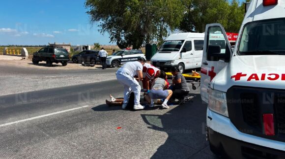 Motociclista ingresa a hospital luego de ser arrollado por una camioneta en la Mochis-Topolobampo