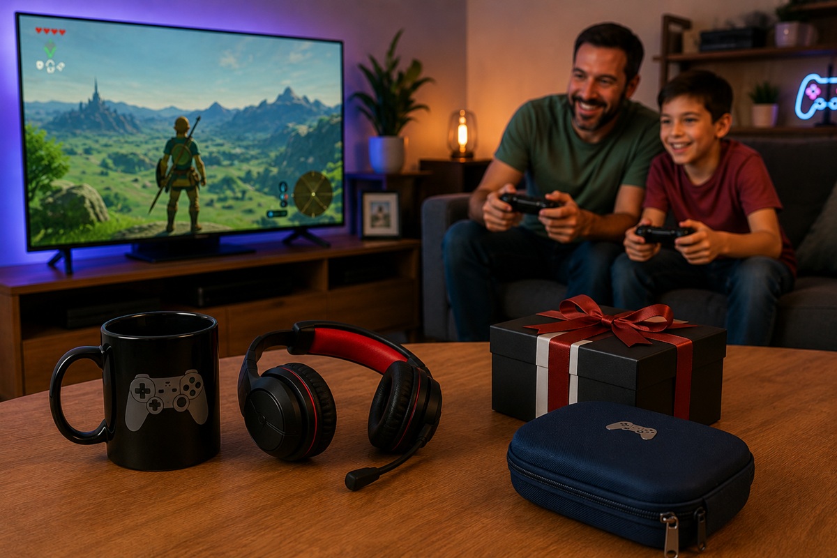 Papá gamer e hijo jugado videojuegos el Día del Padre