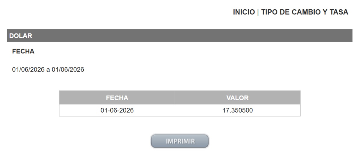 Precio del dólar en el DOF