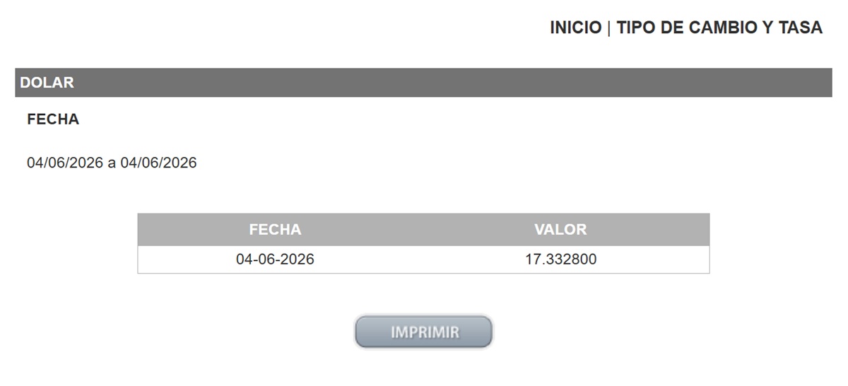 Precio del dólar en el DOF