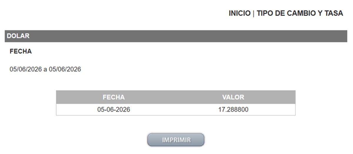 Precio del dólar en el DOF