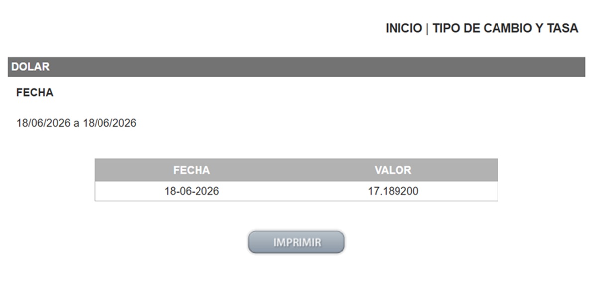 Precio del dólar en el DOF