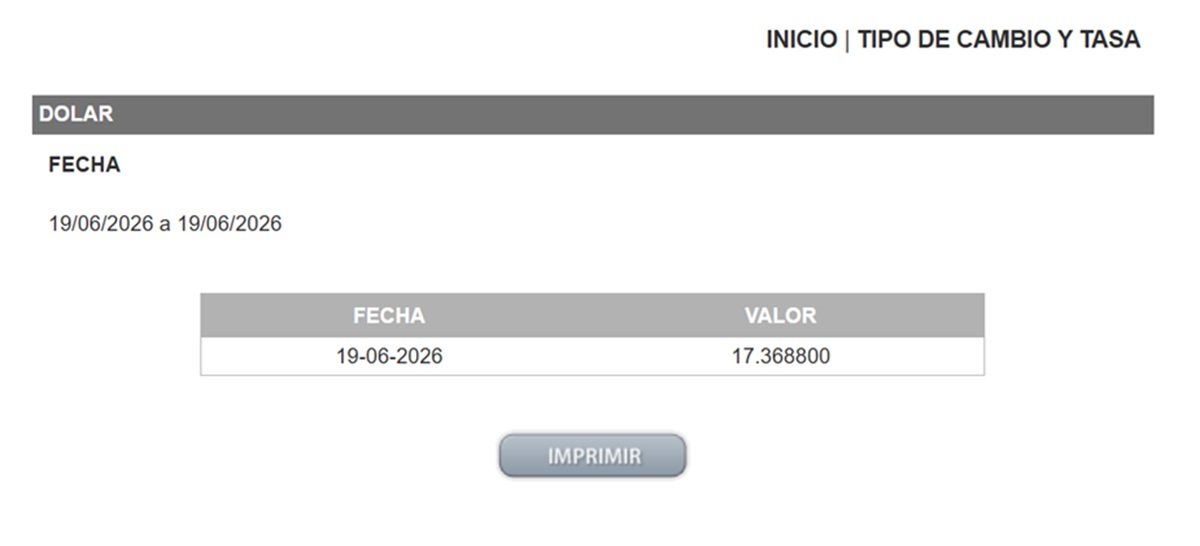 Precio del dólar en el DOF