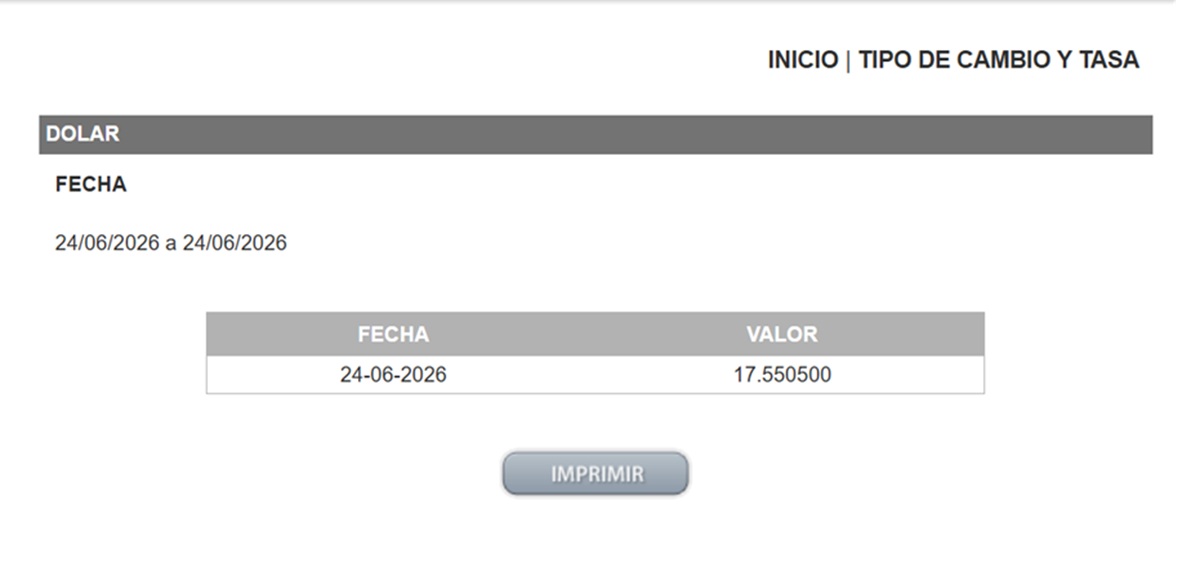 Precio del dólar en el DOF