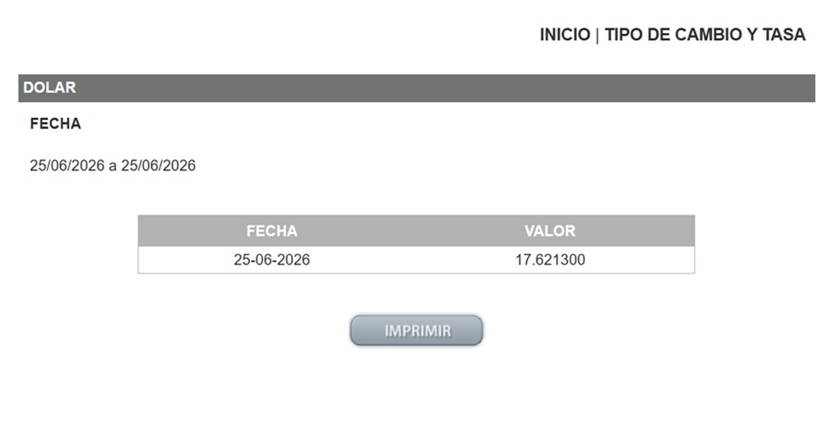 Precio del dólar en el DOF