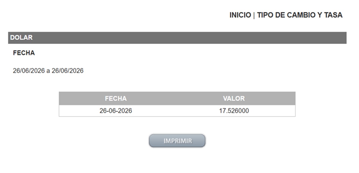 Precio del dólar en el DOF