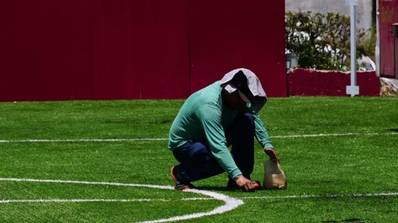 Cancha de futbol rápido de la Unidad Sahop en Mazatlán, Sinaloa, registra 85 por ciento de avance en su rehabilitación