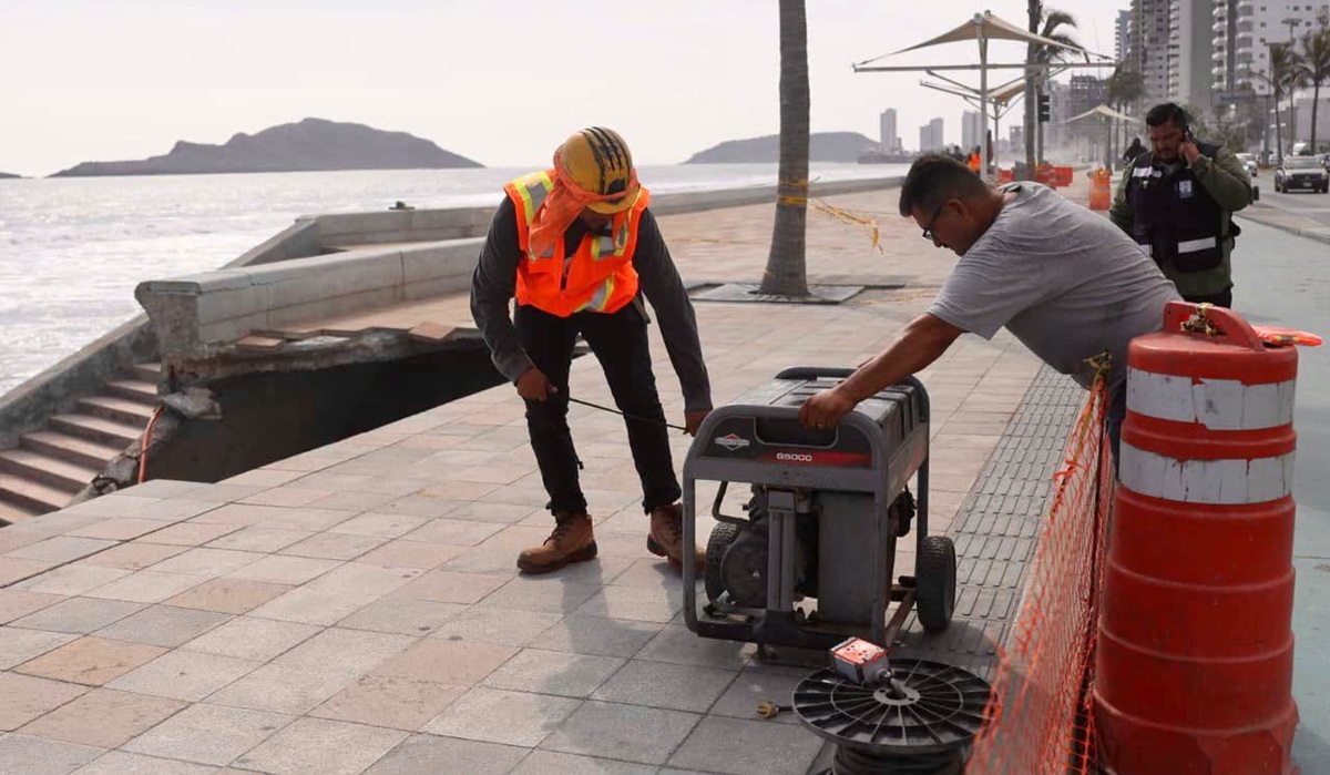 Presidenta municipal de Mazatlán supervisa inicio de rehablitación del malecón