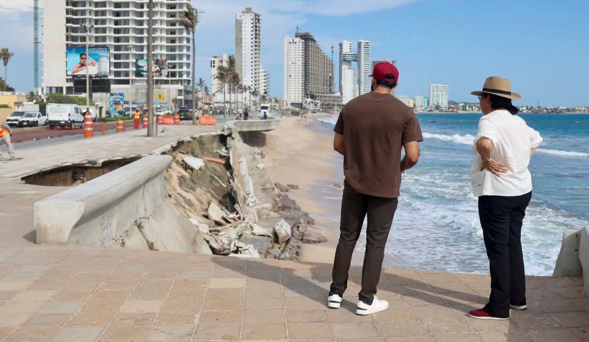 Presidenta municipal de Mazatlán supervisa inicio de rehablitación del malecón