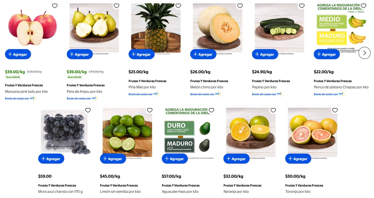 Ofertas de Walmart en frutas y verduras