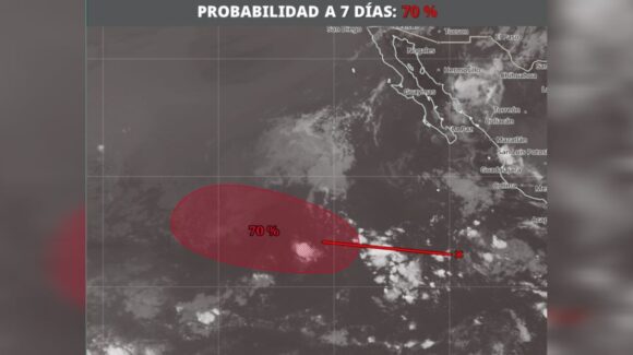 Huracanes 2026: Zona de baja presión al suroeste de Baja California con un 70% para desarrollo ciclónico