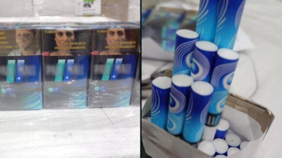 Aseguran cargamento de 236,400 cigarrillos en el AICM