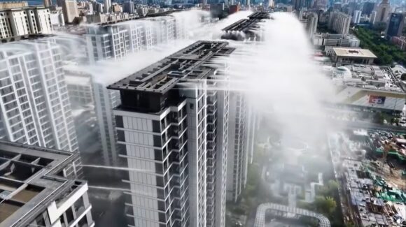 ¿Lluvia desde los edificios? China desarrolla un sistema que reduce hasta 8 grados la temperatura durante olas de calor