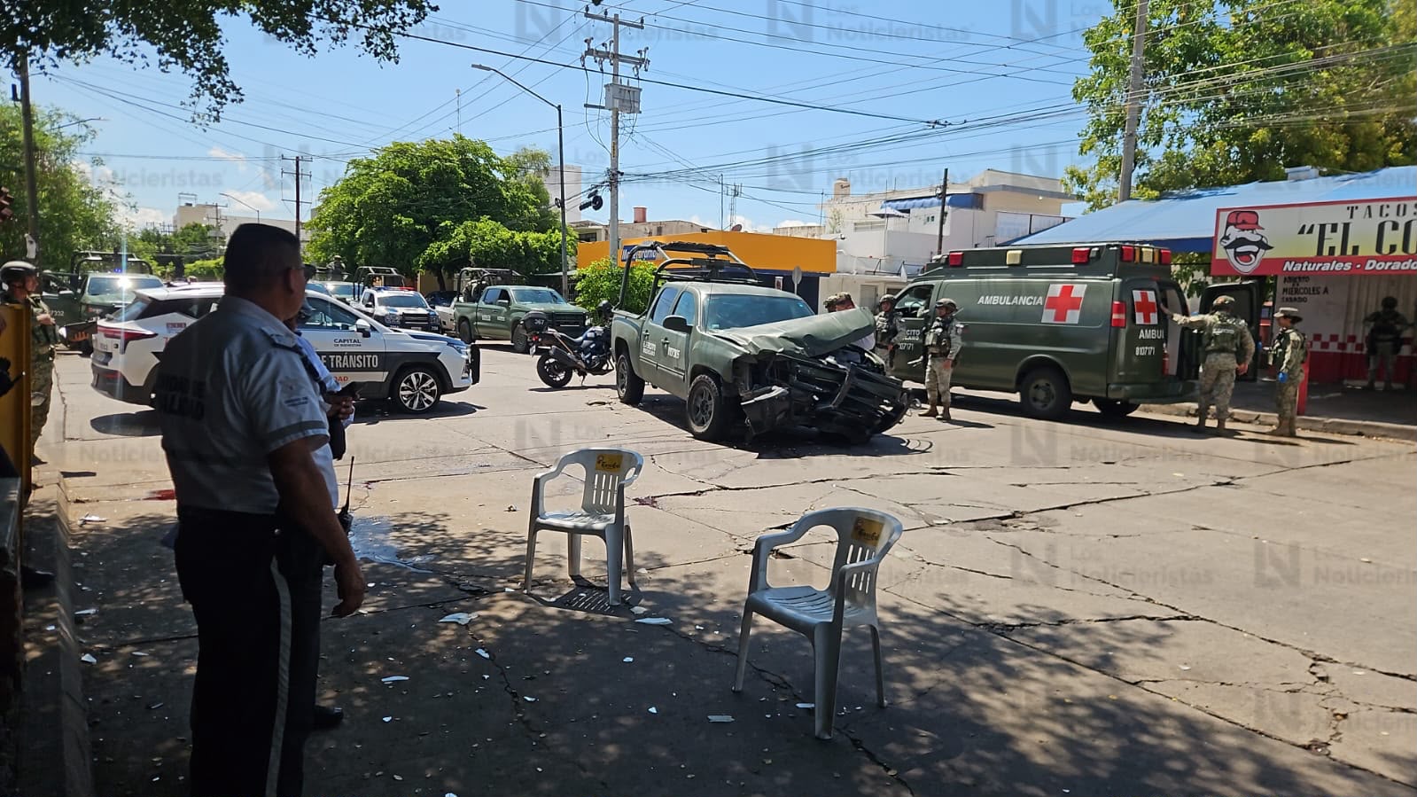 Choque entre patrulla del Ejército Mexicano y camioneta deja tres lesionados en Culiacán
