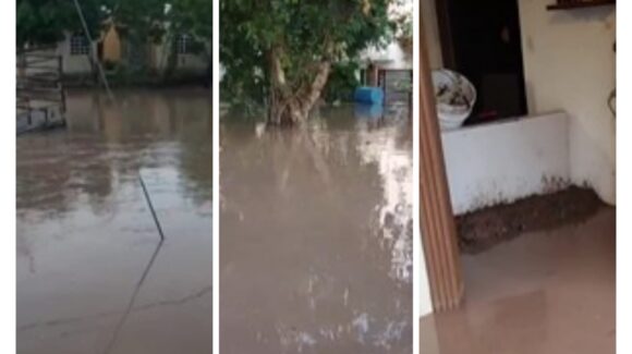 Se desborda el arroyo de Cuatro Vientos en San Marcial, Guasave; vecinos reportan viviendas inundadas y falta de rescate