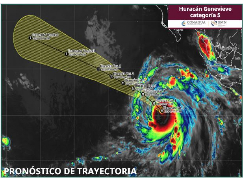 Huracan Genevieve ya es categoria 5 pero lejos de México