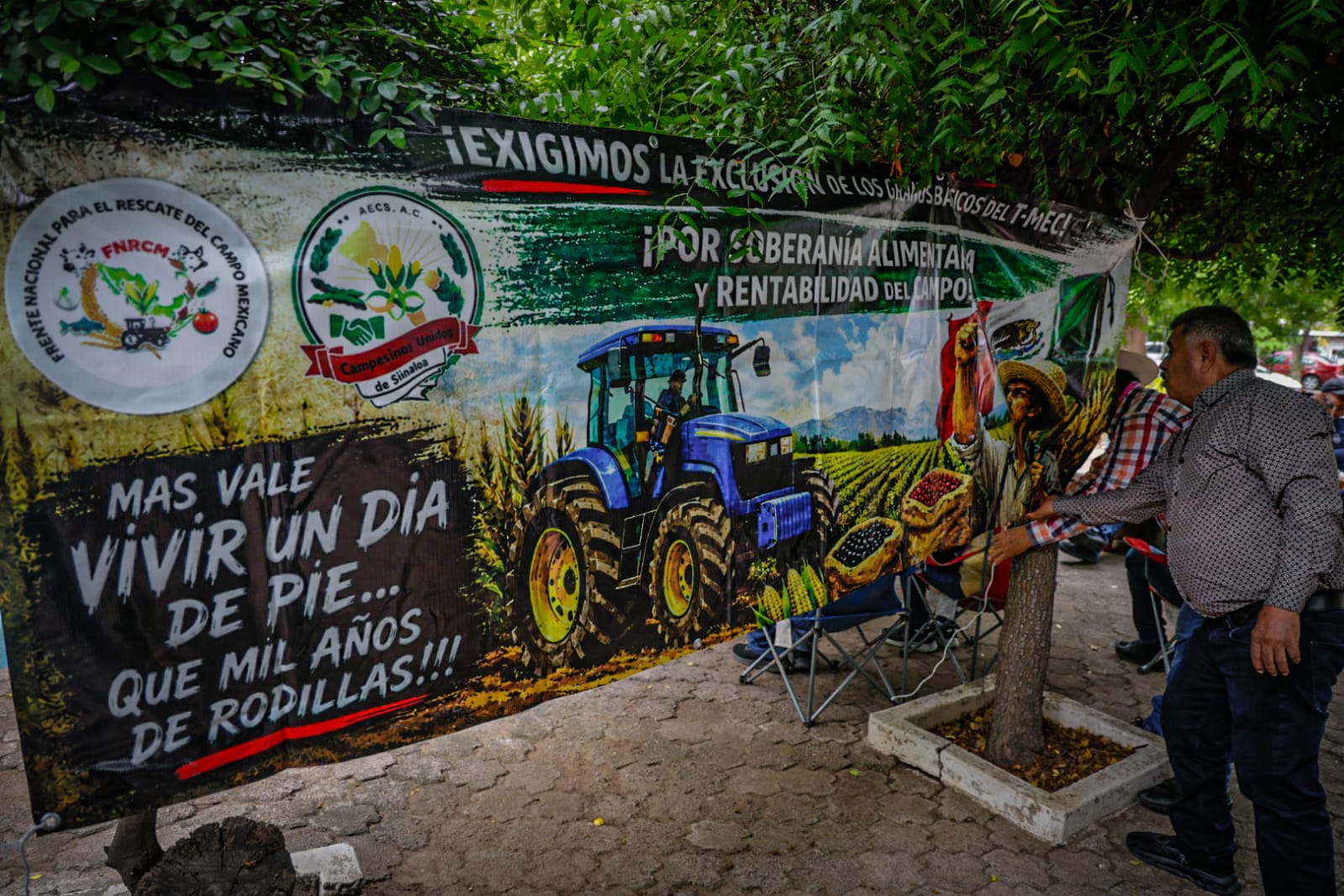 Planton de productores en Sader en Culiacán