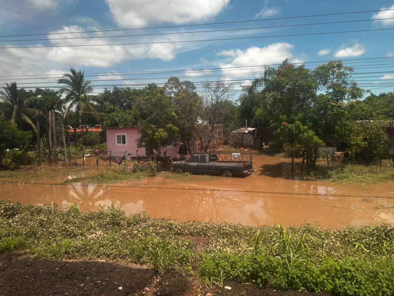 Rescatan a adulta mayor tras inundación en Los Zapotes, Mazatlán, Sinaloa