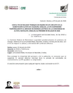 Comunicado de la CFE 