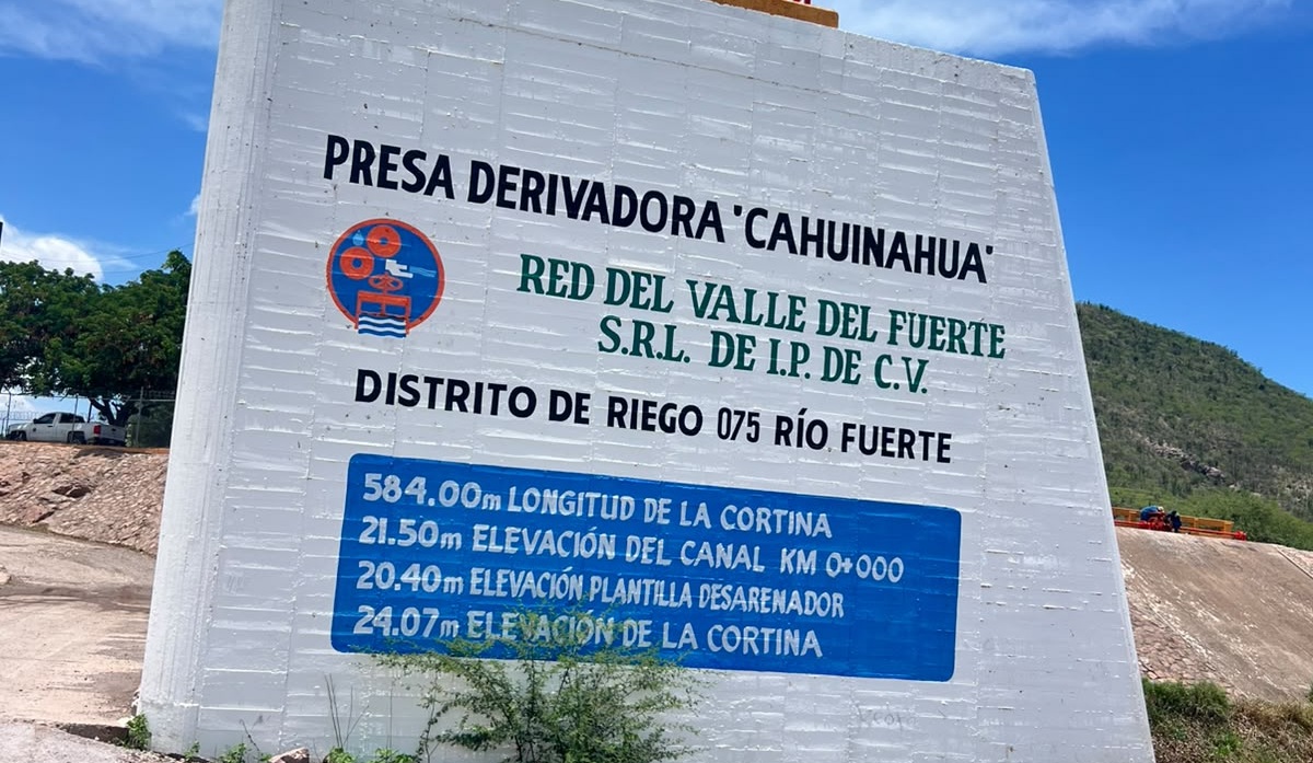 Presa derivadora Cahuinahua, en El Fuerte