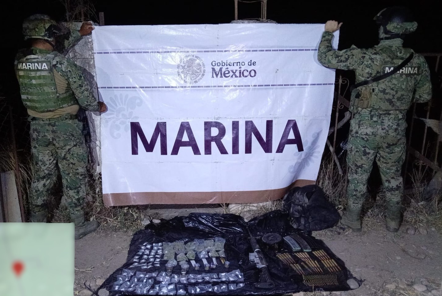 Armamento y droga asegurados en el sur de Sinaloa