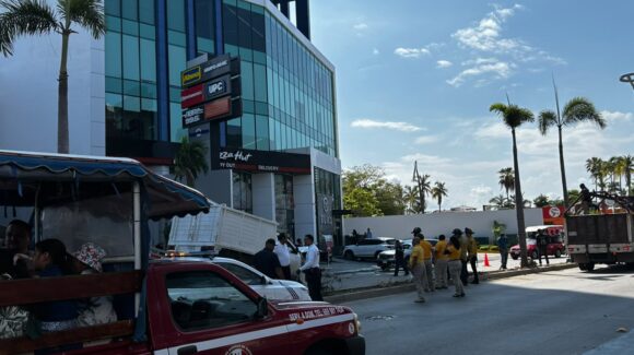 ¡Se lleva luminaria y una palmera! Camioneta provoca aparatoso accidente en la Zona Dorada de Mazatlán, Sinaloa