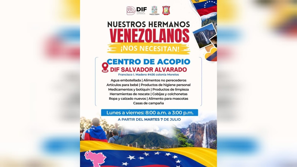 DIF Salvador Alvarado instala centro de acopio en apoyo a Venezuela