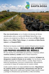 Comunicado del módulo Santa Rosa por llantas en camino de Los Mochis 