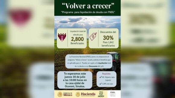 ¡Productores de Guasave podrán liquidar adeudos con Financiera Nacional! Entregarán cartas finiquito este 30 de julio