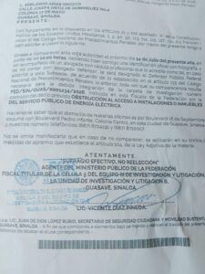 Asunto abogados CFE Guasave