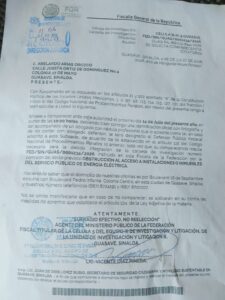 Asunto abogados CFE Guasave