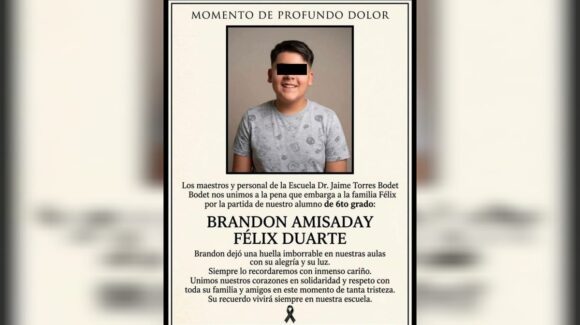 Comunidad educativa de Guamúchil, Sinaloa, se tiñe de luto: externan condolencias por el fallecimiento de Brandon Amisaday