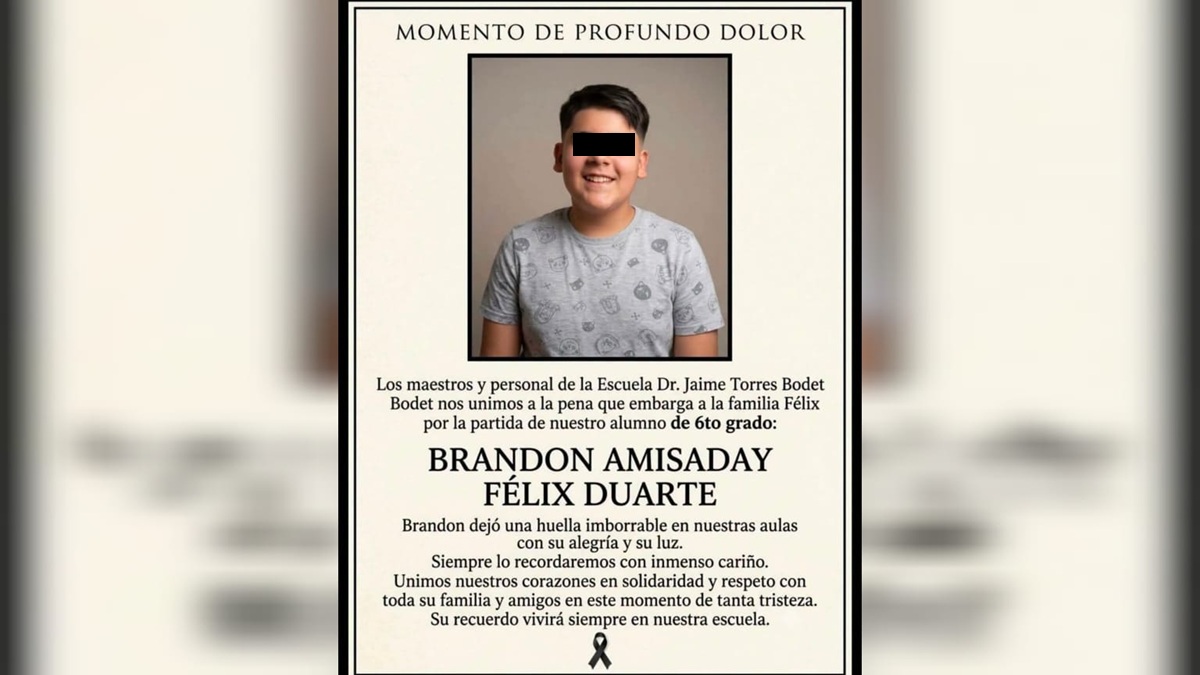 Esquela Brandon Amisaday, fallecido en Guamúchil
