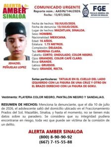 Alerta Amber en Sinaloa para localizar a Jehaziel