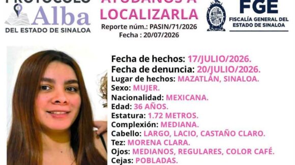 Fiscalía pide ayuda para localizar a Zury Sarahi, desaparecida desde el 17 de julio en Mazatlán, Sinaloa