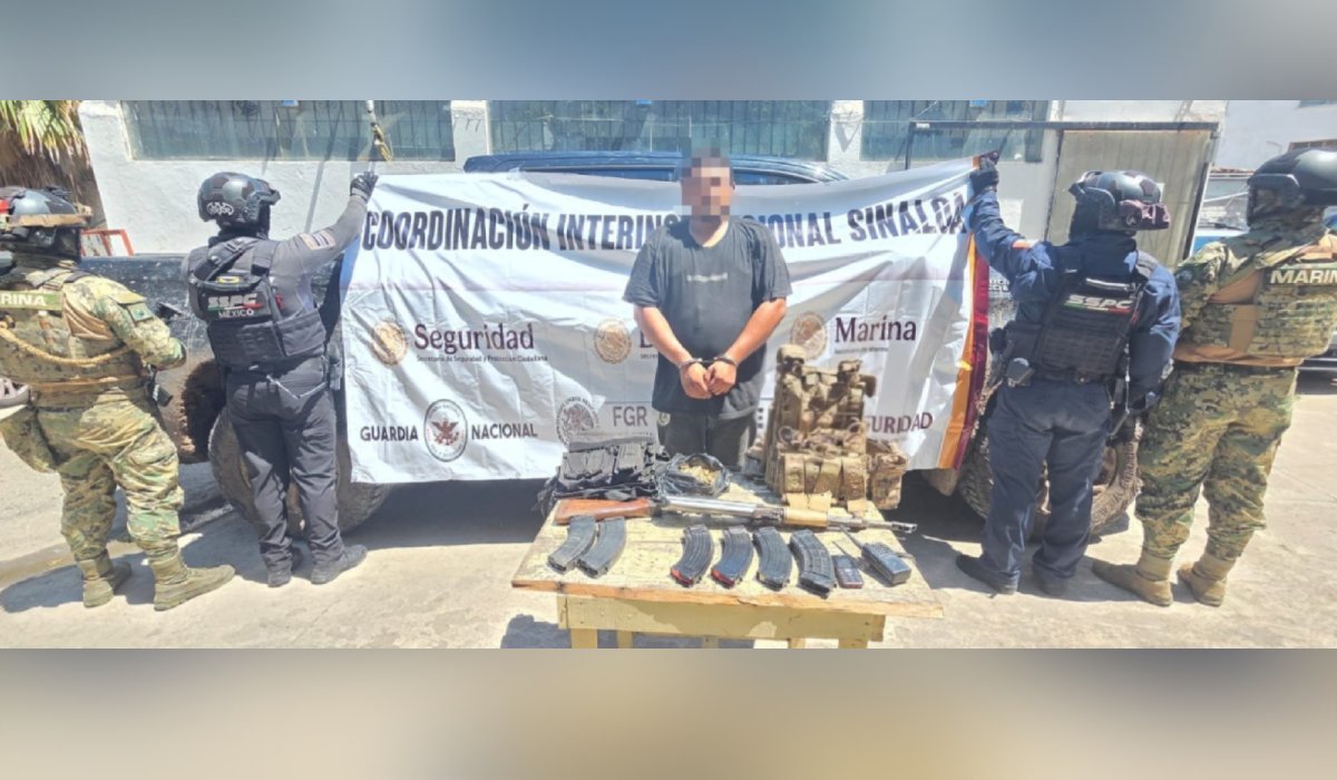 Hombre detenido en El Roble, Mazatlán