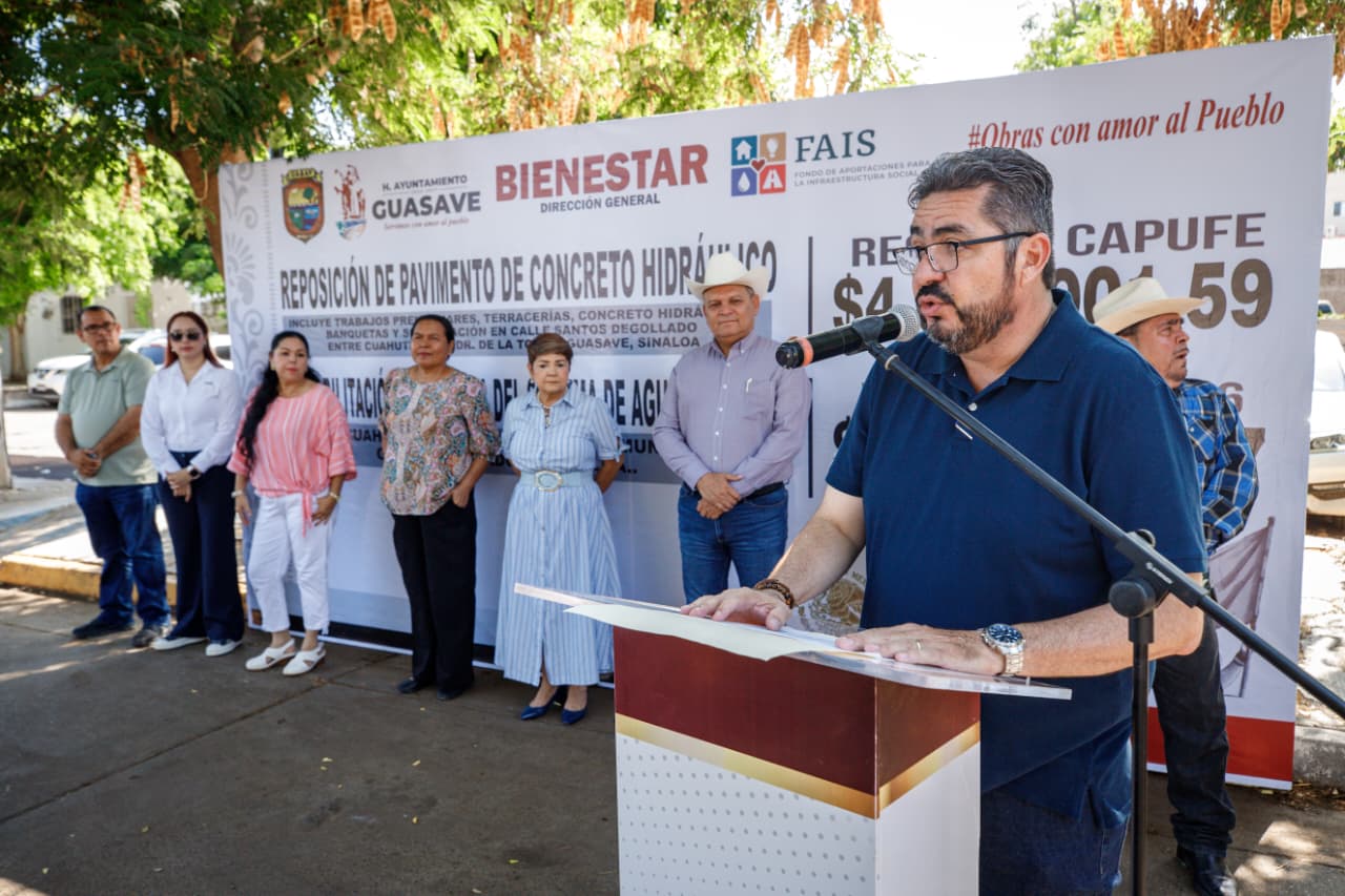 Inicia reposición de pavimento en Santos Degollado, Guasave