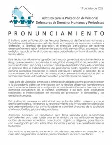 Instituto de Protección a Periodistas en Sinaloa condena ataque contra vivienda de familia Millán