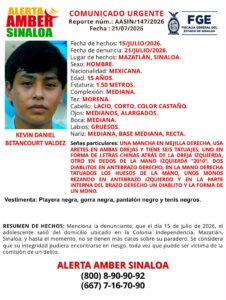 Kevin Daniel Betancourt, desaparecido en Mazatlán