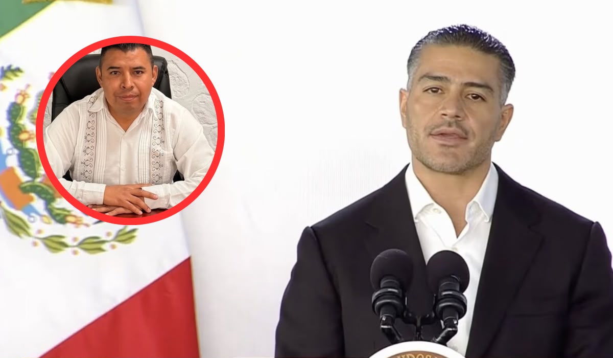 Omar García Harfuch y Valentín Lavín, alcalde de Temoac asesinado